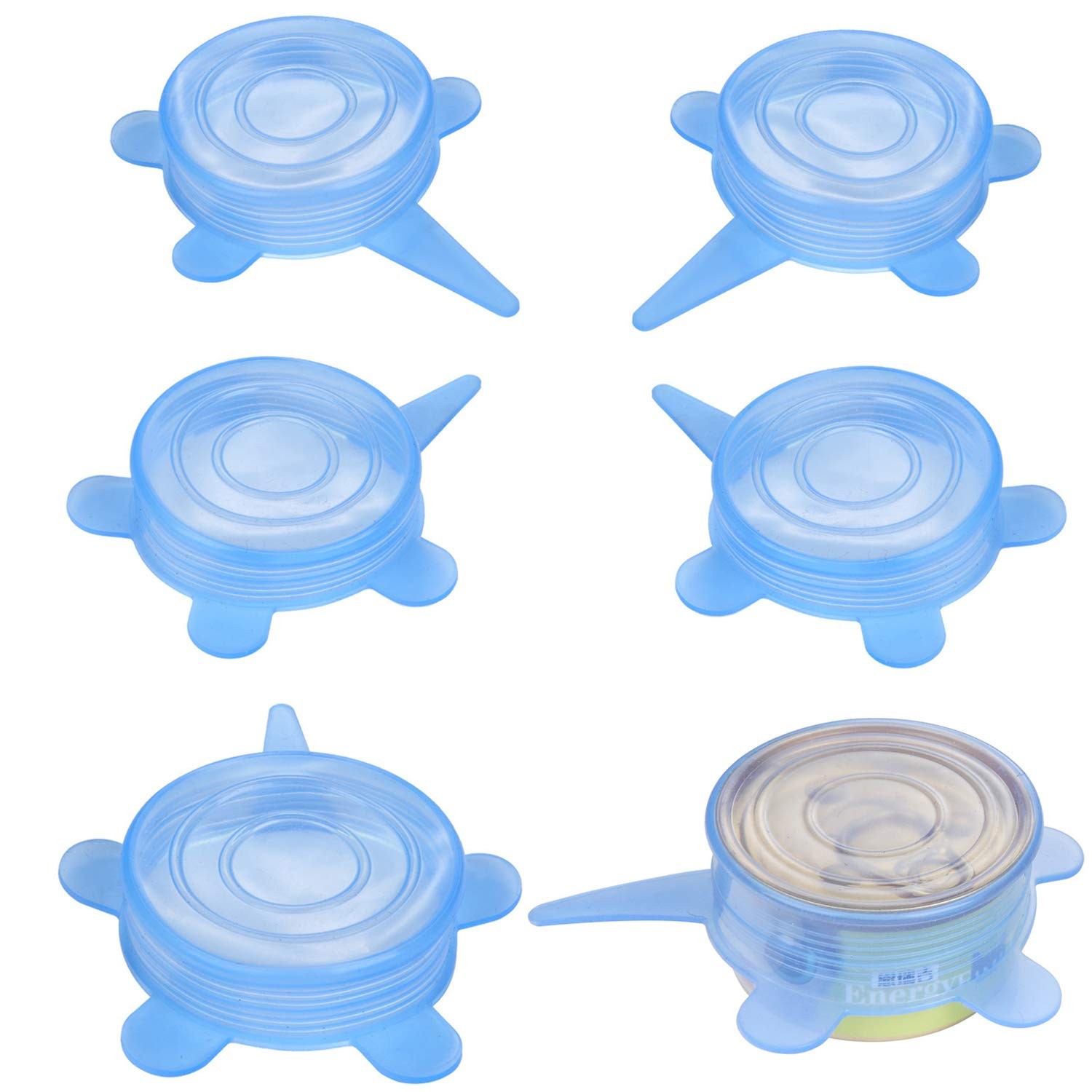 Silicone Pet Can Lids 6-Pack Universal Stretch Covers for Dog and Cat Food