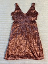 Sweet storm Y2K cheetah print mini dress cutouts Womens Small Pink Brown Satin