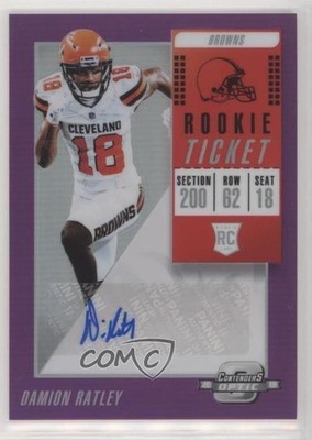 2018 Contenders Optic Ticket Purple Prizm 94/99 Damion Ratley Rookie Auto RC 0c6