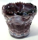 Vintage Imperial Glass Amethyst Purple & White Slag Glass Toothpick Holder