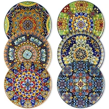 Dinner Plates Set of 6-10.5 Inch Ceramic Plates, Microwave, Oven and Dishwash...