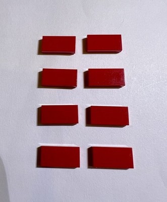Lego Lot Of 8 1x2 Flat Bright Red Tiles Tile Brick Piece Part New City