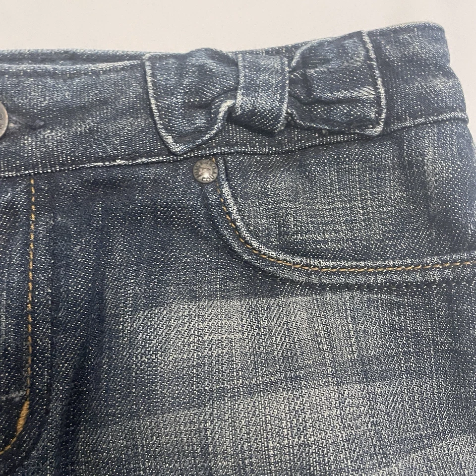 Juicy Couture Niña Talla 14 Denim Azul Jean Falda Mini Lazos Envejecidos Foto 3 de 4
