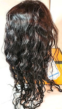 NEW 24" Body Wave 100 Human Hair 13x6 Lace Frontal Wig 150 Density 1B Black