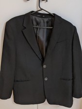Boston Black Pure Wool Suit Jacket - Size 104NS