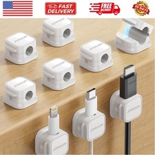 9 Pack Magnetic Cable Clips Cable Smooth Adjustable Cord Holder, Under Desk...