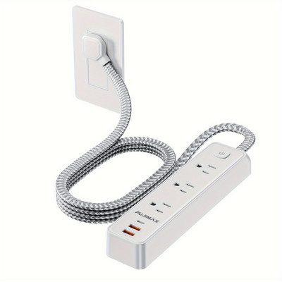 Flat Plug Power Strip Surge Protector, 5Ft Ultra Thin Extension Cord,Nine Socket