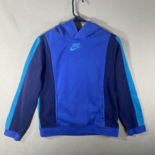 Nike Pullover Blue Hoodie Sweatshirt Center Swoosh Kids Youth Size Large Read 
