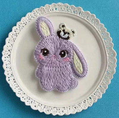 Cartoon Bunny Embroidery iron on Patch 2+7/8 x 2 inch FREE SHIPPING