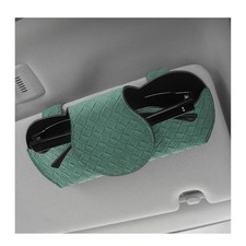 Sunglasses Holder for Car Visor, Auto Soft Leather Glasses Case with Green
