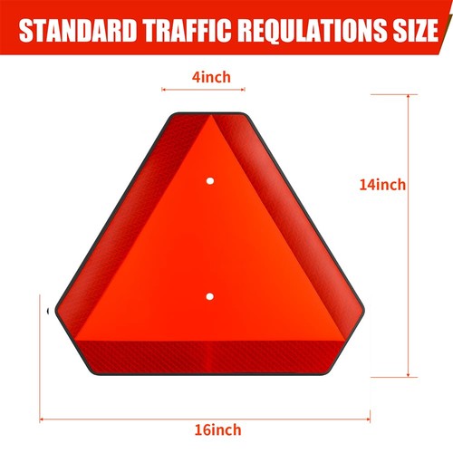 Slow Moving Vehicle Safety Sign,Slow 14x16 inches, Plastic - Afbeelding 4 van 6