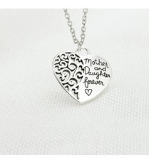 Silver Tone Mom And Daughter Forever Necklace And Pendant.