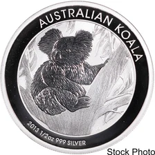 2013-P Australia 50C Koala Bear 1/2 oz .9999 Fine Silver BU Coin