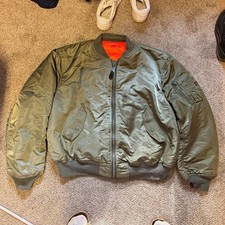 Alpha Industries MA-1 Men's Bomber Jacket Nylon Lined Green/Orange XXXL - product listing photo
