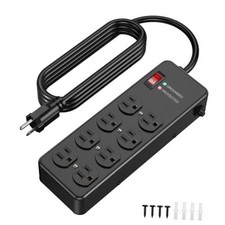Magnetic Power Strip with 8 Outlets,Metal Wall Mount Power Strip 6 FT Black