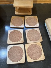 Wooden Coaster Set Of 6 With Holder