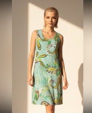 DESIGUAL Tank Dress Shift Sleeveless Paisley Floral Green Jersey Knit Sz Small