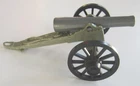 Vintage Plastic Timpo/Britains/Marx Toy Civial War Cannon Camo/Gray Black Wheels