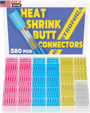580PCS Heat Shrink Butt Connectors, AWG 26-10 Marine Grade Heat Shrink Wire Conn