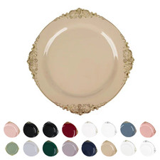 10 Round 8" Plastic Salad Dinner Plates Embossed Baroque Rim Party Decorations