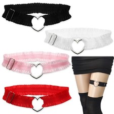 4 PCS Adjustable Heart Lace Thigh Garter Wedding Bride Garter Leg Bands