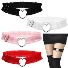 4 PCS Adjustable Heart Lace Thigh Garter Wedding Bride Garter Leg Bands