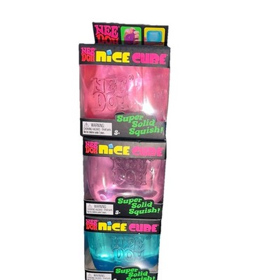 Lot OF 3X SCHYLLING NeeDoh Nee Doh Nice Cube Super Solid Squish Blue Purple Pink