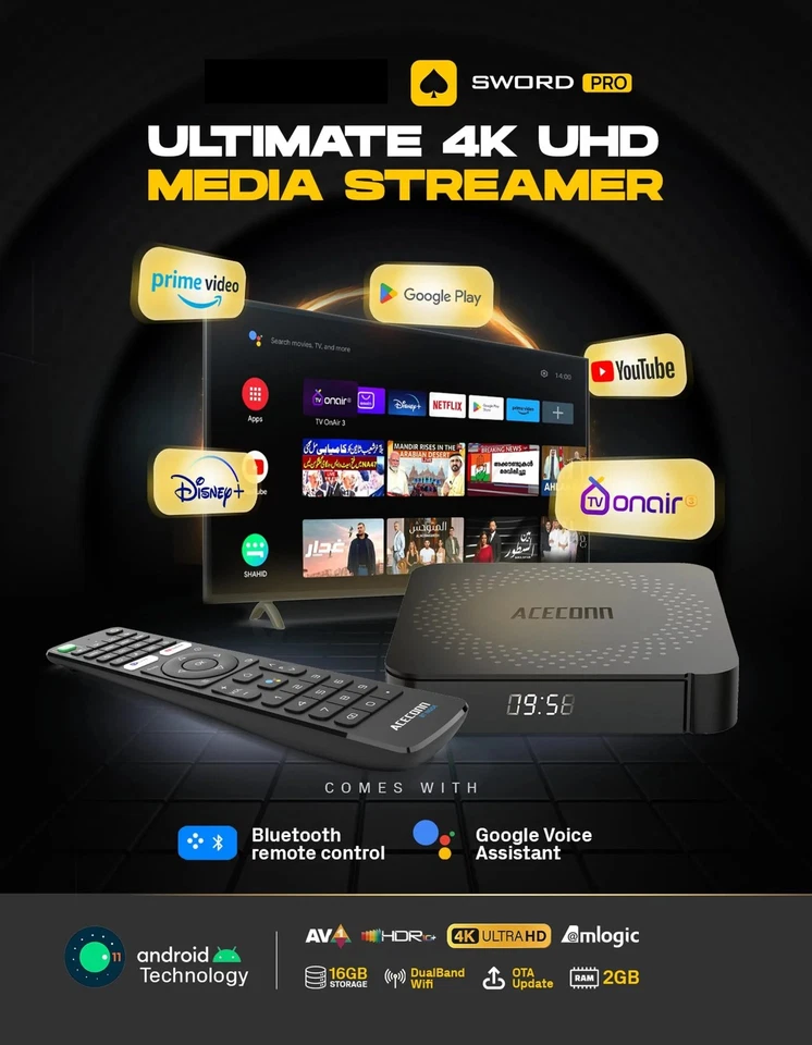 2Pace Sword Pro Android Dual WiFi 4K IPTV 16GB Internet Set TV Box Receiver  - Bild 3 von 4