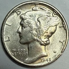 1945 D Uncirculated Mercury Silver Dime Exact Coin Imaged #MERC95
