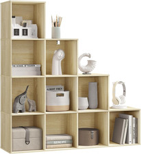 Scaffale per Libri, Scaffale per Scale Con 10 Cubi, Libreria in Legno Ingegneriz