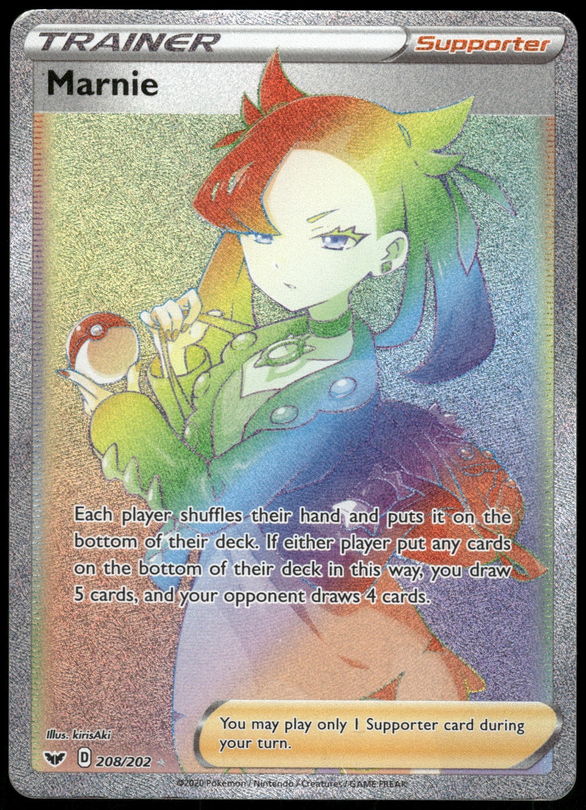 [LP/MP] Marnie 208/202 Sword & Shield Full Art Holo Secret Rare 2020