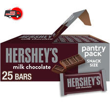 Hershey's Milk Chocolate Snack Size Candy Bars 25 Pack 11.25 Ounce Box