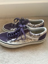 Vans Old Skool Purple Suede Trainers Graphic Print UK 6 Used