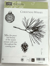 NEW Stampin Up Ornamental Pine Stamp Set 135107 Christmas Wishes Unused RARE