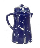 Puppenhaus Blau Gepunktete Kaffee Topf Miniatur KüChenzubehöR Metall 1:12 Skala