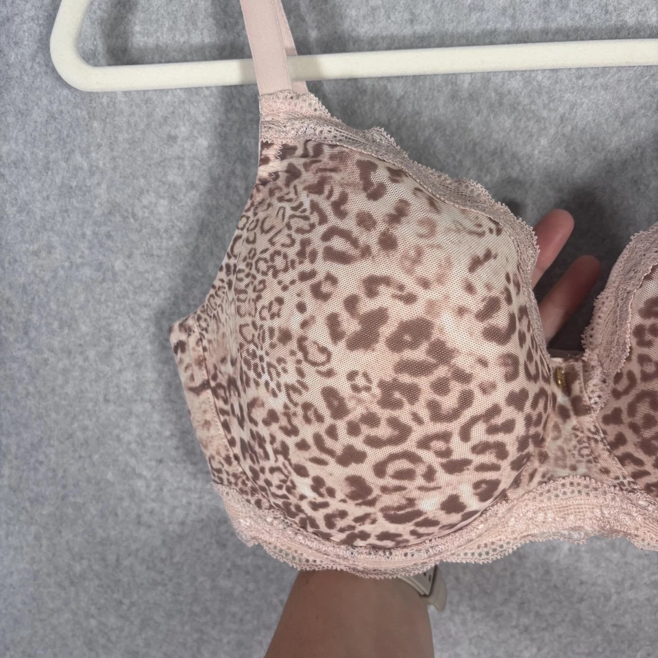 Sujetador Natori 16120 38DD Rosa Leopardo Animal Encaje Ribete Con Aros Ligeramente Acolchado Foto 2 de 4