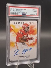 2017 Panini Origins Rookie AUTOGRAPHS KAREEM HUNT RC Football Card PSA 9 MINT. rookie card picture