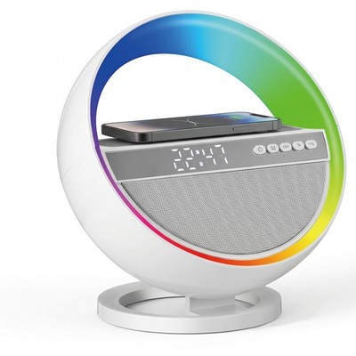 6-in-1 LED Digital Alarm Clock with Wireless Charging, Bluetooth 5.3 Speaker,...