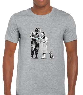 DOROTHY STOP AND SEARCH HERREN T-SHIRT BANKSY GRAFFITI PROTEST ART REBELLION