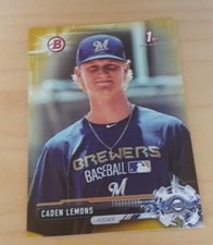 2017 Bowman Draft BD-66 Caden Lemons Gold Paper Parallel 30/50 Milwaukee Brewers
