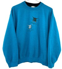 Vintage 90's Pleasant Shade Embroidered Cat Size M Bedazzled Grandma Sweatshirt