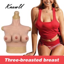 Crossdresser Fake Boobs Silicone Breast Forms Half Body Tight Suit For Model