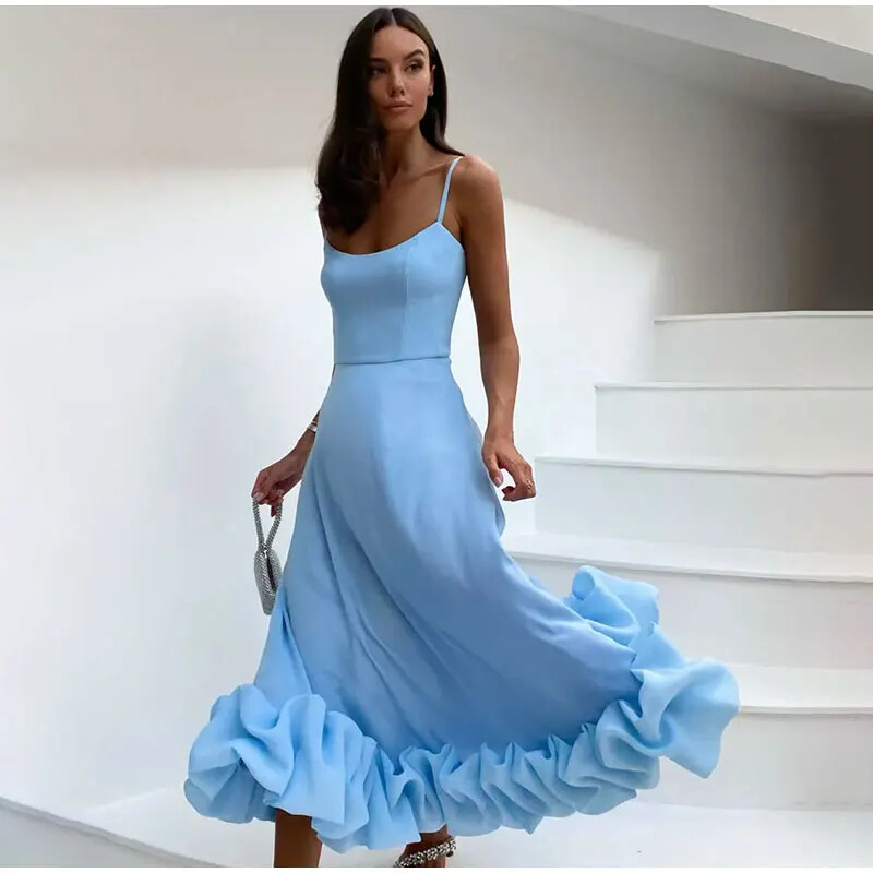 Summer Women's A-line Flower Skirt Elegant Retro Slim Fit Solid