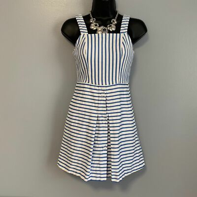TOPSHOP Striped Seersucker Button Pleat Dress US UK