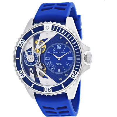 Oceanaut Men's Watch Tide Quartz Silver Tone Case Blue Dial Rubber Strap OC0994
