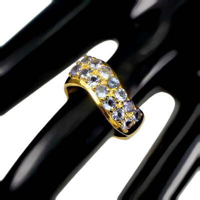 925 Sterlingsilber Ring Rund Tanzanit Natürlicher Edelstein Schmuck Größe 9