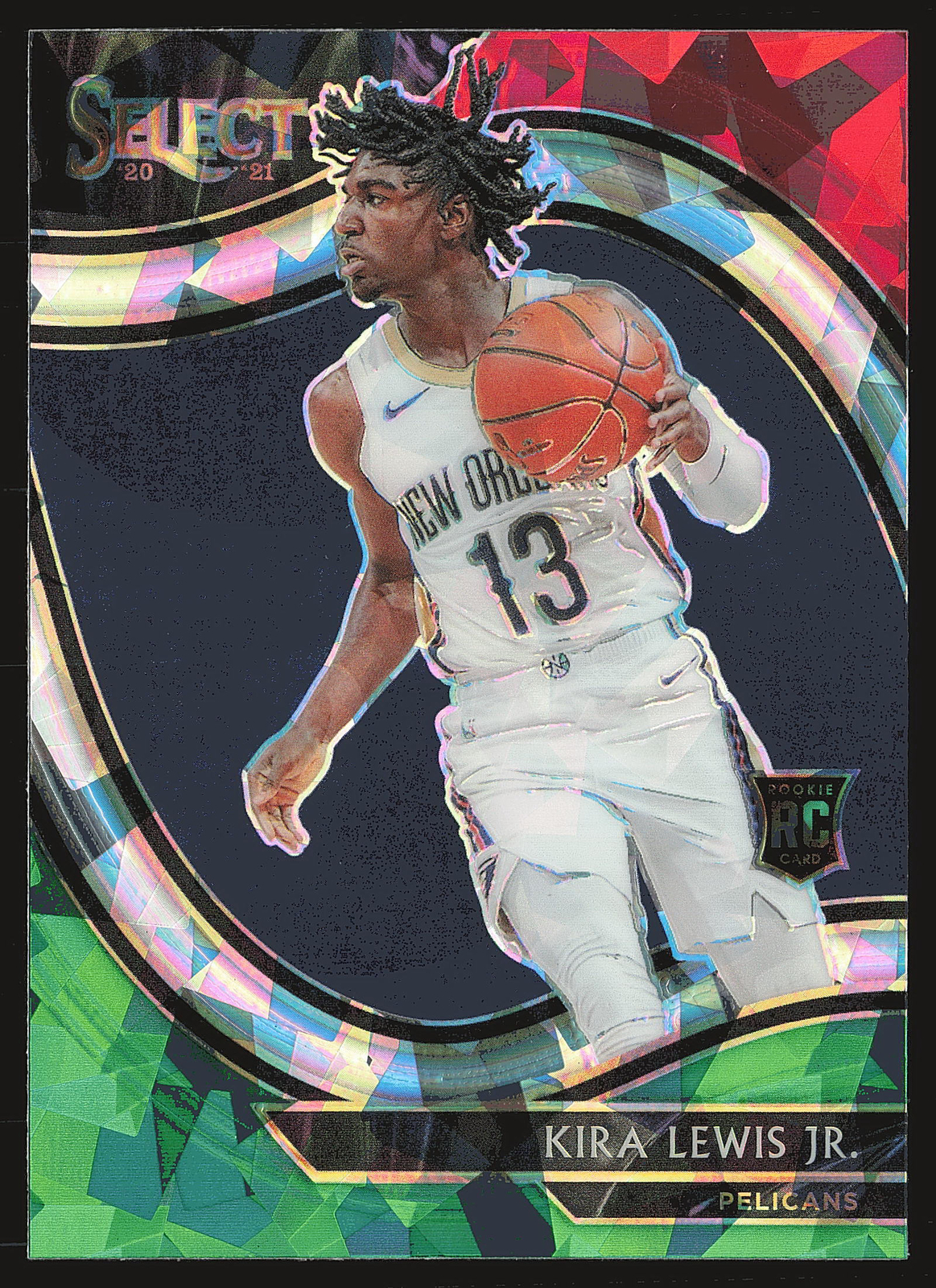 2020-21 Panini Select #288 Kira Lewis Jr. Red White Green Cracked Ice
