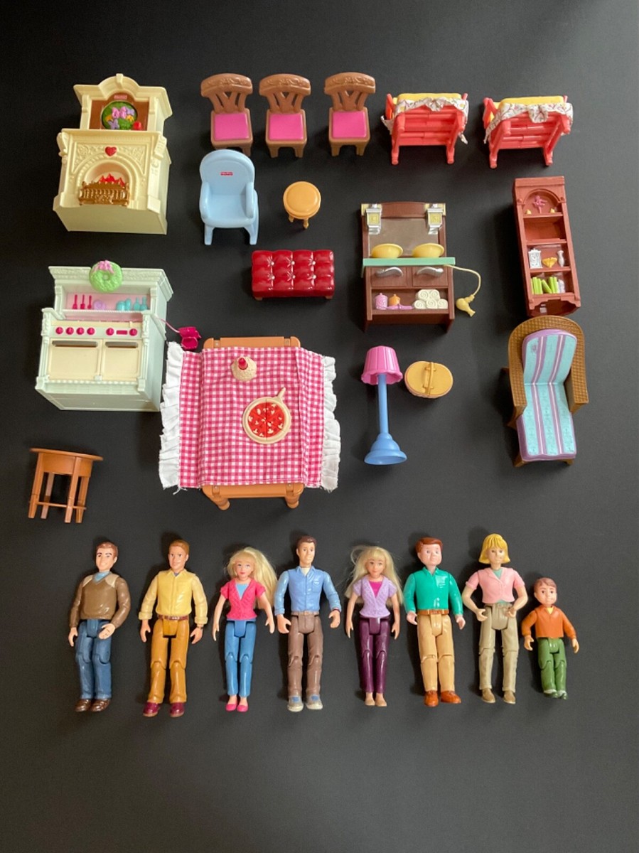 Vintage Fisher Price Loving Family Dollhouse Furniture & People