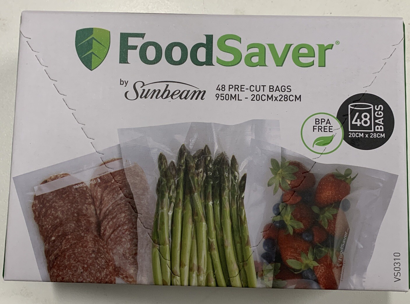 FoodSaver VS0420 20cm Food Storage Bag Clear (2 Pack) for sale online