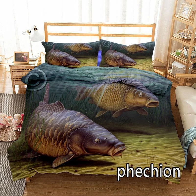 Carp Hunter Fishing Man Quilt/Duvet Cover Bedspread Bedding Set Single Size Gift